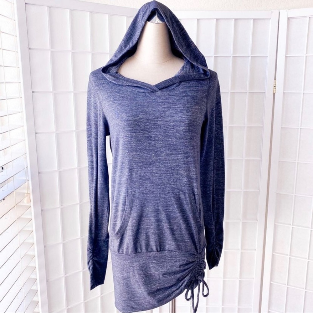 Beyond Yoga Heather Grey Ruched Side Long Sleeve Activewear Hoodie